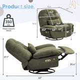 Smart Oversized Electric Recliner Chair, 360° Round Swivel Rocking Glider Rocker for Adults Modern Comfy Ergonomic Chaise Lounge Indoor, Theater Seating Living Room Reading, Emerald Green Fabric Deolme