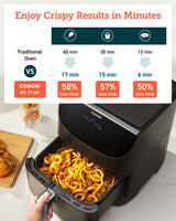 COSORI Pro Gen 2 Air Fryer 5.8QT, Upgraded Version with Stable Performance & Sleek New Look, 13 One Touch Functions, 100 Paper & 1100 Online Recipes, Dishwasher-Safe Detachable Square Basket, Black COSORI