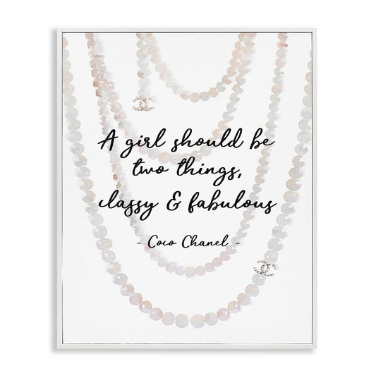 Stupell Industries Classy and Fabulous Fashion Quote with Pearls, Design by Amanda Greenwood White Framed Wall Art, 11x14 - WoodArtSupply