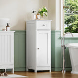 Iwell Bathroom Floor Cabinet, Small Bathroom Storage Cabinet with Drawer & Storage Shelf, Free-Standing Organizer Cabinets for Hallway/Living Room, White Iwell