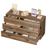 IBF Farmhouse Dresser for Bedroom Modern 6 Drawer Dresser Fluted Chest of Drawers Large Wood Closet Dressers with Anti-Tipping Design for Bedroom, Living Room, Hallway, Entryway, Nursery, Rustic Oak IBF