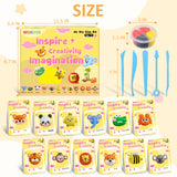 Air Dry Clay Kit for Kids, Modeling Magic Clay for Kids, Ultra Light & Soft, 12 Boxes DIY Animals Model with Step by Step Tutorial and 5 Sculpting Tools, Creative Art Crafts Toys Gifts for Girls Boys WOKWCI