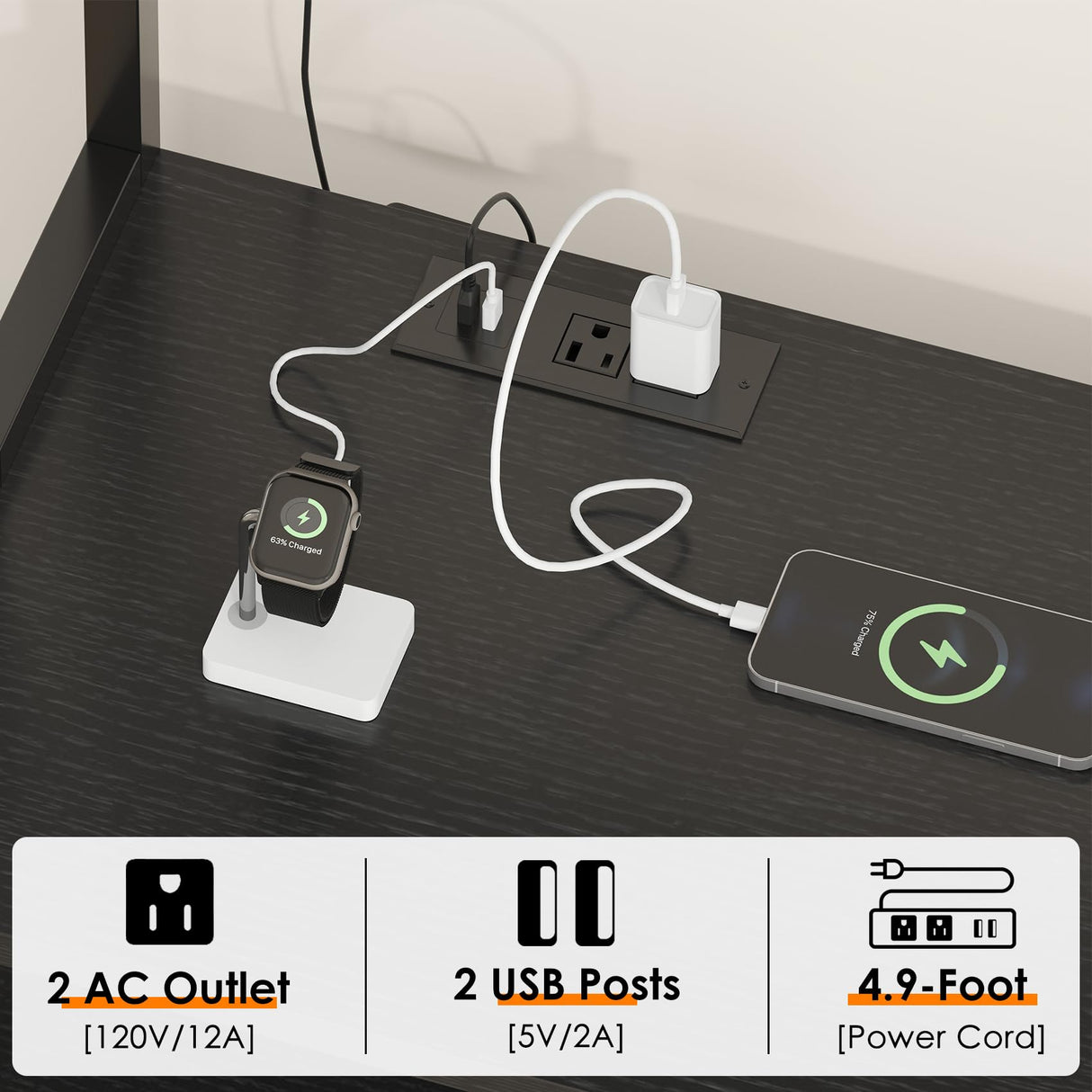 Lafnest Bakers Rack with Power Outlet and LED Light, 6-Tier Commercial Bakery Racks, Kitchen Microwave Stand with Storage Cabinet, Kitchen Tilt Out Trash Cabinet, 15.8" D x 42.5" W x 67.8" H, Black Lafnest