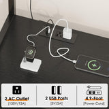 Lafnest Bakers Rack with Power Outlet and LED Light, 6-Tier Commercial Bakery Racks, Kitchen Microwave Stand with Storage Cabinet, Kitchen Tilt Out Trash Cabinet, 15.8" D x 42.5" W x 67.8" H, Black Lafnest