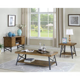 Emerald Home Furnishings Chandler Rustic Industrial Solid Wood and Steel Coffee Table with Open Shelf, Pine Brown,48" Emerald Furniture