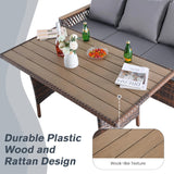 MELLCOM 8 Pieces Patio Furniture Set, Outdoor Wicker Chairs with Ottomans, 3-Seat Sofa & Dining Table, All-Weather Conversation Set with Water-Resistant Cushions & High Back for Garden, Backyard MELLCOM