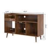 Record Player Stand with Charging Station & USB Ports, Mid Century Modern Turntable Stand Table Holds up to 350 Albums, Vinyl Record Storage Cabinet Turntable Stand with Record Storage IQCNGVX