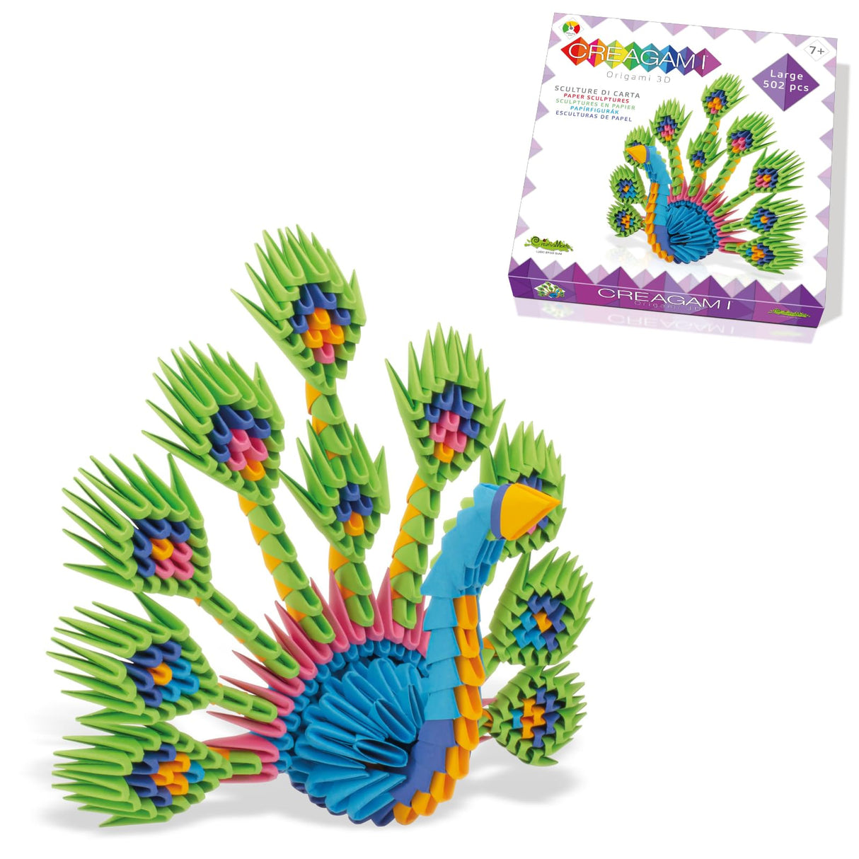Creagami Peacock Origami Set - Large 3D Modular Paper Art Kit for Creative Exploration, Clear Creagami