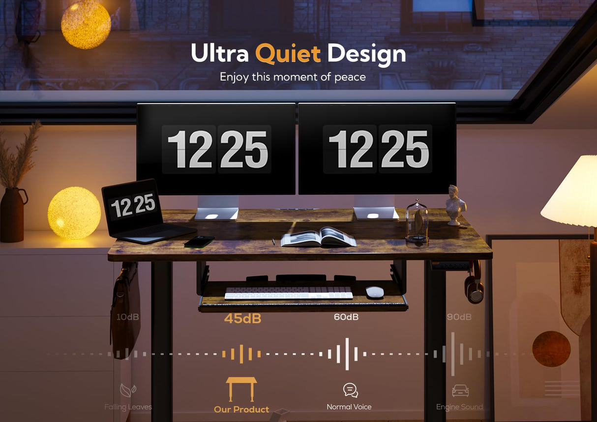 Claiks Standing Desk with Keyboard Tray, Standing Desk Adjustable Height, Raising Desks for Home Office and Computer Workstation, 48 Inches, Rustic Brown Claiks