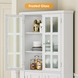 BOTLOG 67" Corner Cabinet, Tall Corner Storage Cabinet with 4 Doors, Corner Cabinet with Spacious Top, Curved Profile Design, Space Saver for Bathroom, Living Room, Kitchen, Modern White BOTLOG