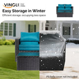 VINGLI 6 Pieces Wicker Patio Furniture Set, Outdoor Sectional Furniture Patio Conversation Set Space-Saving Design with Ottomans and Coffee Table for Garden,Poolside, Backyard (Black) VINGLI