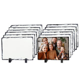 PYD Life 12 Pack Sublimation Photo Slates Rock Blanks 5.5 x 7.5 Inch Bulk Stone Frame White with Display Holder for Heat Transfer Printing PYD Life