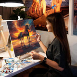 NEWENMO Paint by Numbers Kit for Adults, Horse Paint by Numbers on Canvas Unframed, Horse Paint by Numbers DIY Oil Painting Perfect for Beginner, Craft, Hobbies and Home Wall Decor 16x16 Inch NEWENMO