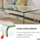 Tangkula Glass Coffee Table, 42.5" L × 20" W ×14" H, Modern Home Furniture, Clear Tempered Glass End Table, International Occasion Tea Table, Waterfall Table with Rounded Edges (Clear) Tangkula
