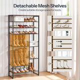 HOOBRO Shoe Rack, 10-Tier Shoe Shelf with Boots Storage, Large-Capacity Shoe Storage Organizer for Entryway, for 27-30 Pairs of Shoes, Hallway, Dorm Room, Rustic Brown and Black BF172XJ01 HOOBRO