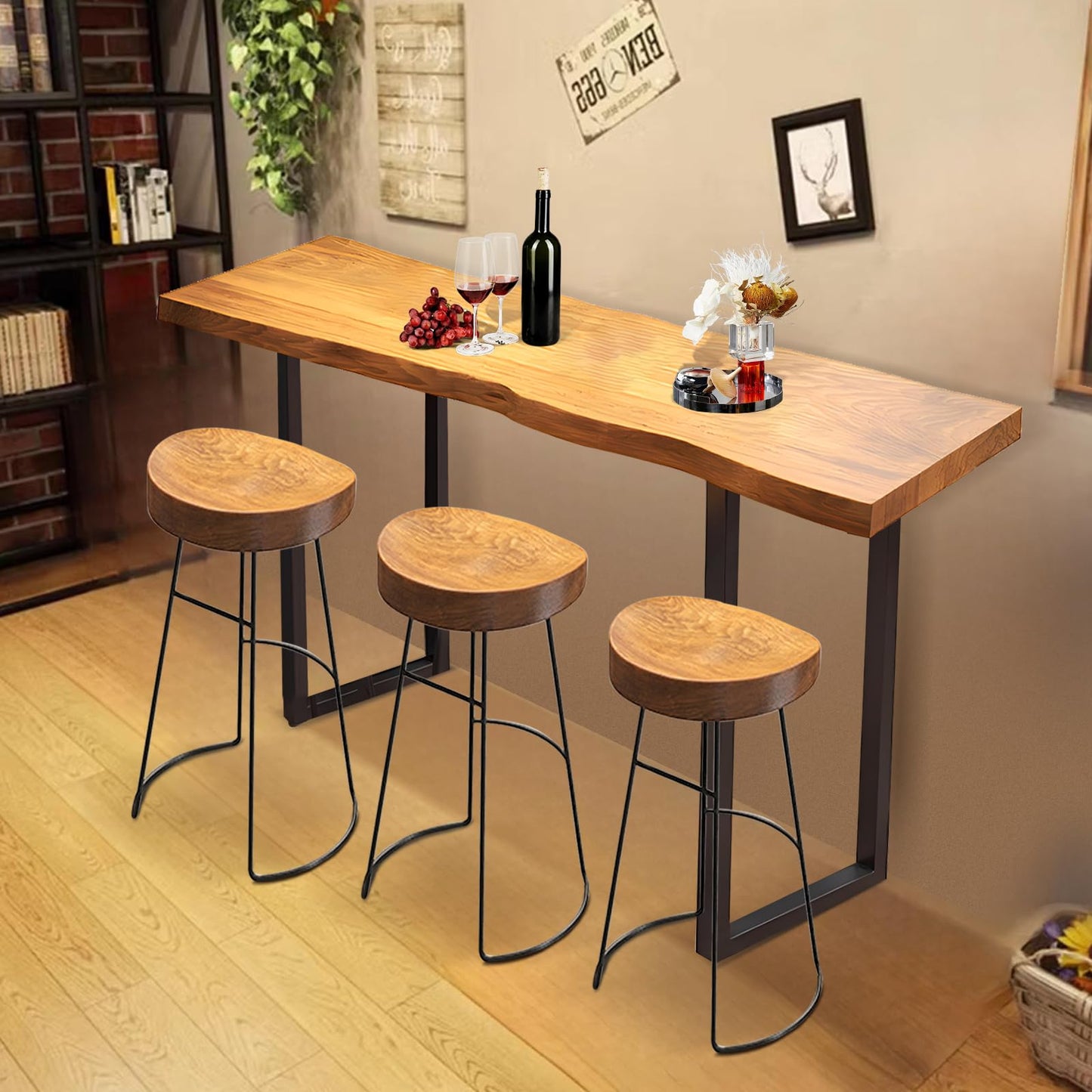 JNMDLAKO Industrial Narrow Bar Table - Solid Wood Counter Height Dining Table for Small Spaces - WoodArtSupply