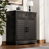 ChooChoo Shoe Cabinet with Doors, 4-Tier Shoe Storage Cabinet with Drawer and Shelves, Wooden Shoe Rack Organizer for Entryway, Hallway, Closet, Black ChooChoo