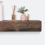 Fireplace Mantel, Rustic, Shelf, Floating Mantle, Real Wood, Beam, URBANDI (Dark Brown, 36Lx6Hx8D) WoodArtSupply