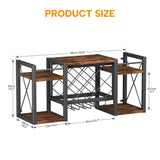 Homeiju Wall Mounted Wine Rack with Glass Holder, Wood-Metal Retro Bar Shelf, Wine Bottles Display Wall Storage for Kitchen Dining Room Home Bar Homeiju