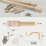 SKYPLUS LIVING Rustic Boho Style Single Curtain Rod Set with Carved Square Finial,72-144 inch, Standard Single Beige Drapery Rod for 1 Pack, 1 inch diameter, Adjustable Length SKYPLUS LIVING