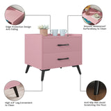 ZeeFu Pink Nightstand with 2 Storage Drawer,Modern Classics Bedside Table with Metal Legs,Minimalist and Practical End Side Table, Bedside Furniture for Bedroom, Closet, Dorm,Easy Assembly ZeeFu
