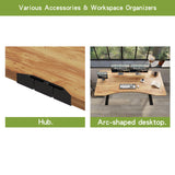 Radlove Dual Motors Height Adjustable 63 x 30 Electric Standing Desk with Curved Design Stand Up Table 4 Memory Keys, Computer Desk with Splice Board Home Office Desk, Light Brown Top + Black Frame Radlove