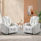 ANJ White Power Recliner Chair Set of 2, Electric Home Theater Seating Soft Leather Reclining Chairs for Movie Room Overstuffed Recliners with Hidden Arm Storage, Cup Holders and USB Ports ANJ