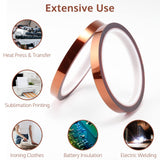 OFFNOVA 5 Rolls Heat Resistant Tape 0.4 inch x 108 ft High Temperature No Residue Heat Transfer Tape Up to 300¡æ(572¨H) for Tumbler Sublimation Print and Heat Transfer Vinyl OFFNOVA