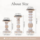 Wood Candle Holders for Pillar Candles: 3Pcs White Rustic Wood Candle Holders Distressed Wooden Farmhouse Candle Holders Rustic Candle Holder Tall Pillar Candle Holder Stand for Fireplace Table Inweder