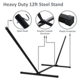 SUNCREAT 2 Person Hammock with Stand, Heavy Duty Portable Hammocks, 475 lbs Capacity, Dark Grey SUNCREAT