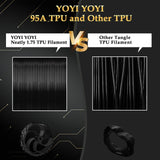 YOYI YOYI 3D Printer Filament, 95A TPU Filament 1.75mm, Flexible Filament, 0.5KG Spool,Dimensional Accuracy +/- 0.03 mm, Soft TPU Filaments of High Elasticity (Black) YOYI YOYI