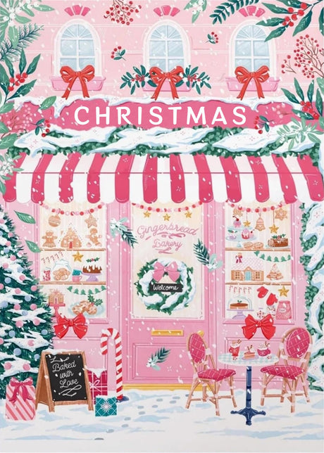 Pink Christmas Shop Diamond Art Kits for Adults, Diamond Painting Kits for Adults for Beginners, DIY Diamond Dots Art Kits, 5D Full Round Drill Gem Art Painting Kits for Home Wall Decor, 12x16 inch GUMITOON