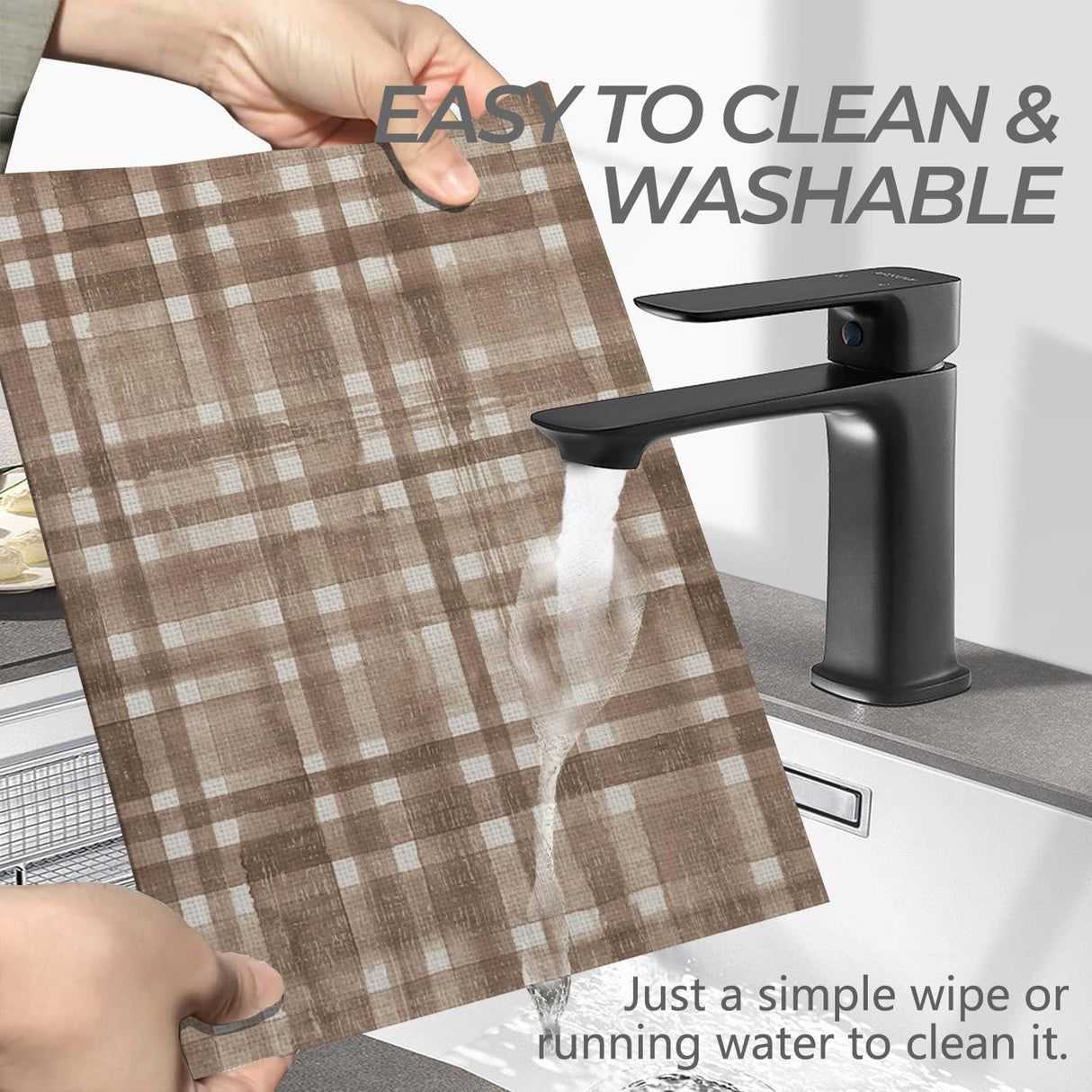 Rustic Brown Buffalo Plaid Placemats, Farmhouse Beige and Brown Plaid Table Mats Washable Placemat for Kitchen Dining Room Party Decoration 12x18 Inch Kemingni