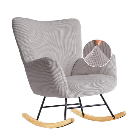 Dipurman Nursery Rocking Chair Cover,1 Piece Glider Chairs Cover Slipcovers,Soft with Elastic Bottom Spandex Jacquard Small Checks,Furniture Protector Washable,Light Gray Dipurman