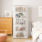 LFT HUIMEI2Y Glass Display Cabinet 5-Shelf with 2 Doors and Lock, Curio Cabinets Upgraded Quick-Install Style Tempered Glass Floor Standing Bookshelf for Living Room, Bedroom, Kitchen White LFT HUIMEI2Y