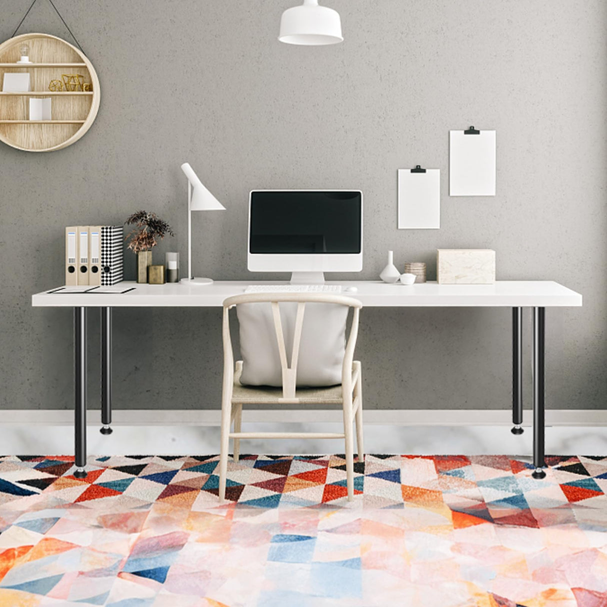 VEVOR 30 Inch Adjustable Desk Legs, Reinforced Steel Office Table Furniture Legs Set of 4 for DIY, 1200 lbs Load Capacity Heavy Duty Desk Legs, Quick Instalation Legs with Adjustable Foot Cup Black VEVOR