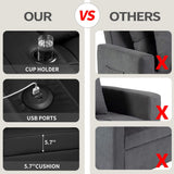 DURASPACE 39 inch Futon Chair Bed Convertible Chair 3-in-1 Pull Out Sleeper Reading Chair Beds with USB, Armchair Sleeper Bed for Living Room, Dorm, Small Space (Black Faux Leather) DURASPACE