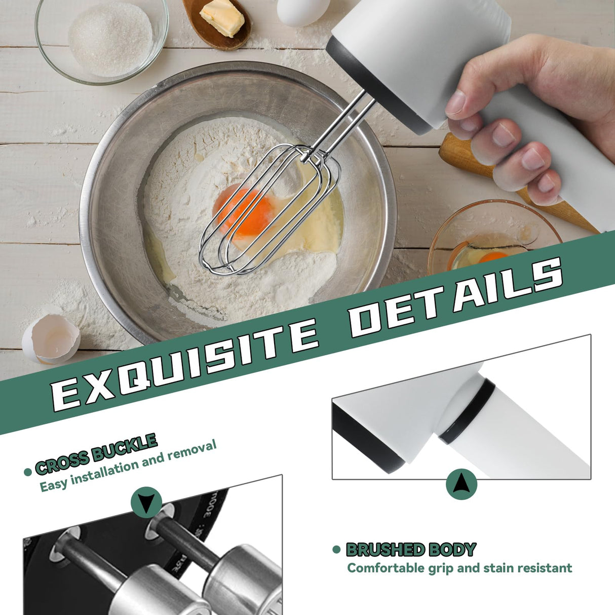 3 Speed Hand Mixer with Flex Edge Beaters-HM903 (milky white) SUNHAIXIA