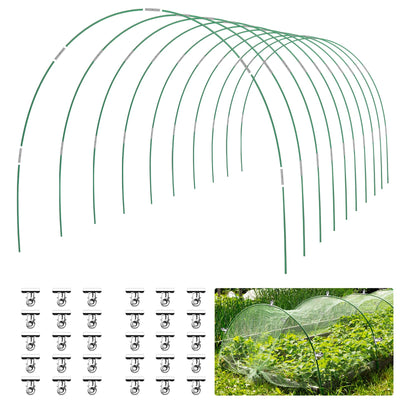 60 PCS Greenhouse Hoops Grow Tunnel 10 Sets of 8.5 FT Long Garden Hoops Kit, RIFNY Rust-Free Fiberglass Raised Beds Hoops for Garden Netting, DIY Garden Support Hoops Arch Frame