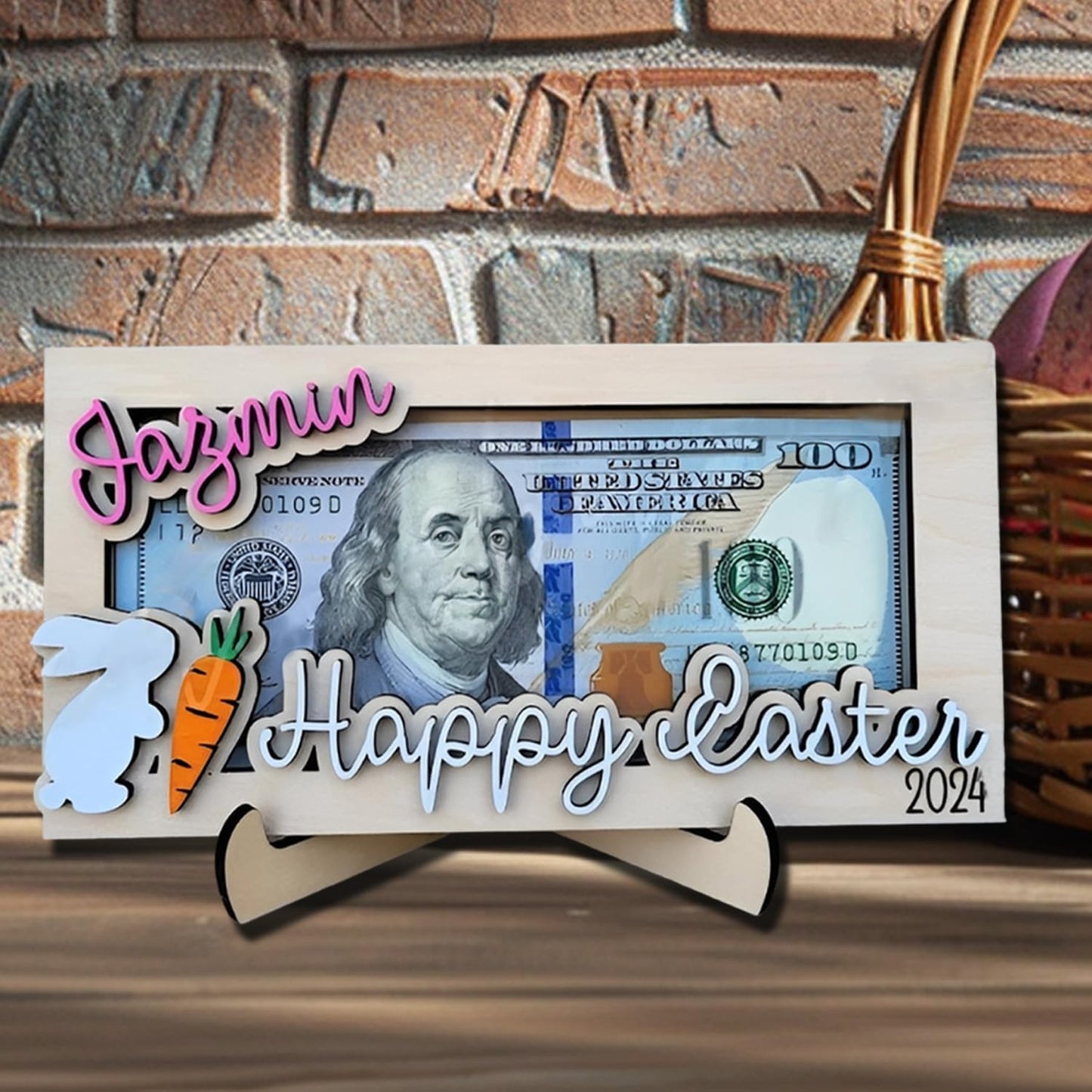 Easter Money Holder for Boys Girls, Surprise Place Card Holder, Custom Cash Holders with Pull Out, Happy Easter Gifts - WoodArtSupply