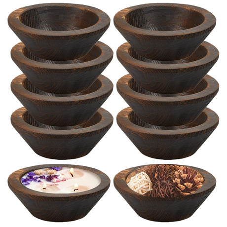 Tiangrid Wooden Dough Bowls Bulk Vintage Round Hand Carved Wood Bowl for DIY Candle Home Crafts Making Bread Dough Farmhouse Fruits Supplies Decoration Tiangrid