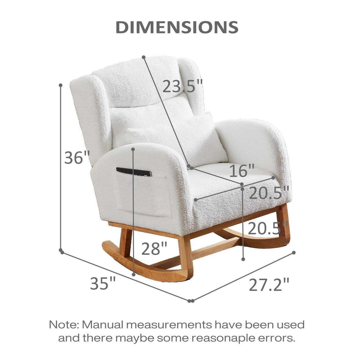 MYFUNSHOP Nursery Rocking Chair Glider – Classic Rocker with Comfortable Cushioning & Smooth Motion for Bedroom MYFUNSHOP