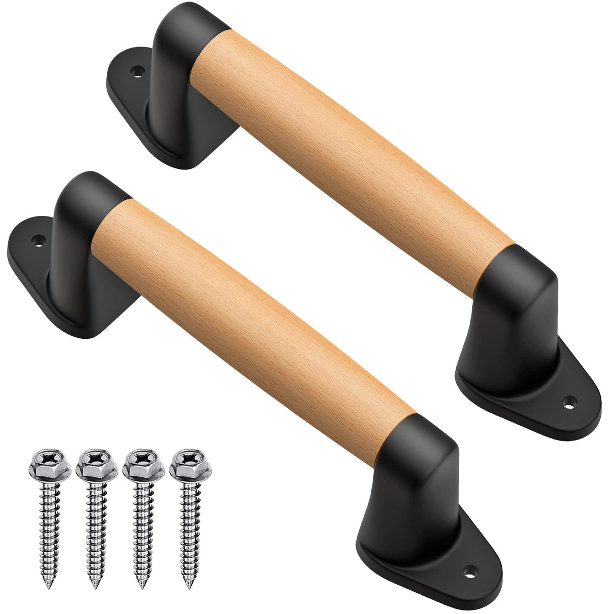 SELEWARE 9'' Barn Door Pull Handle Wood Handle for Fence Gate Barn Door Closet Sliding Door Sheds Indoor Handrail Playground Safety Handles, Comfy & Long Last Using SELEWARE