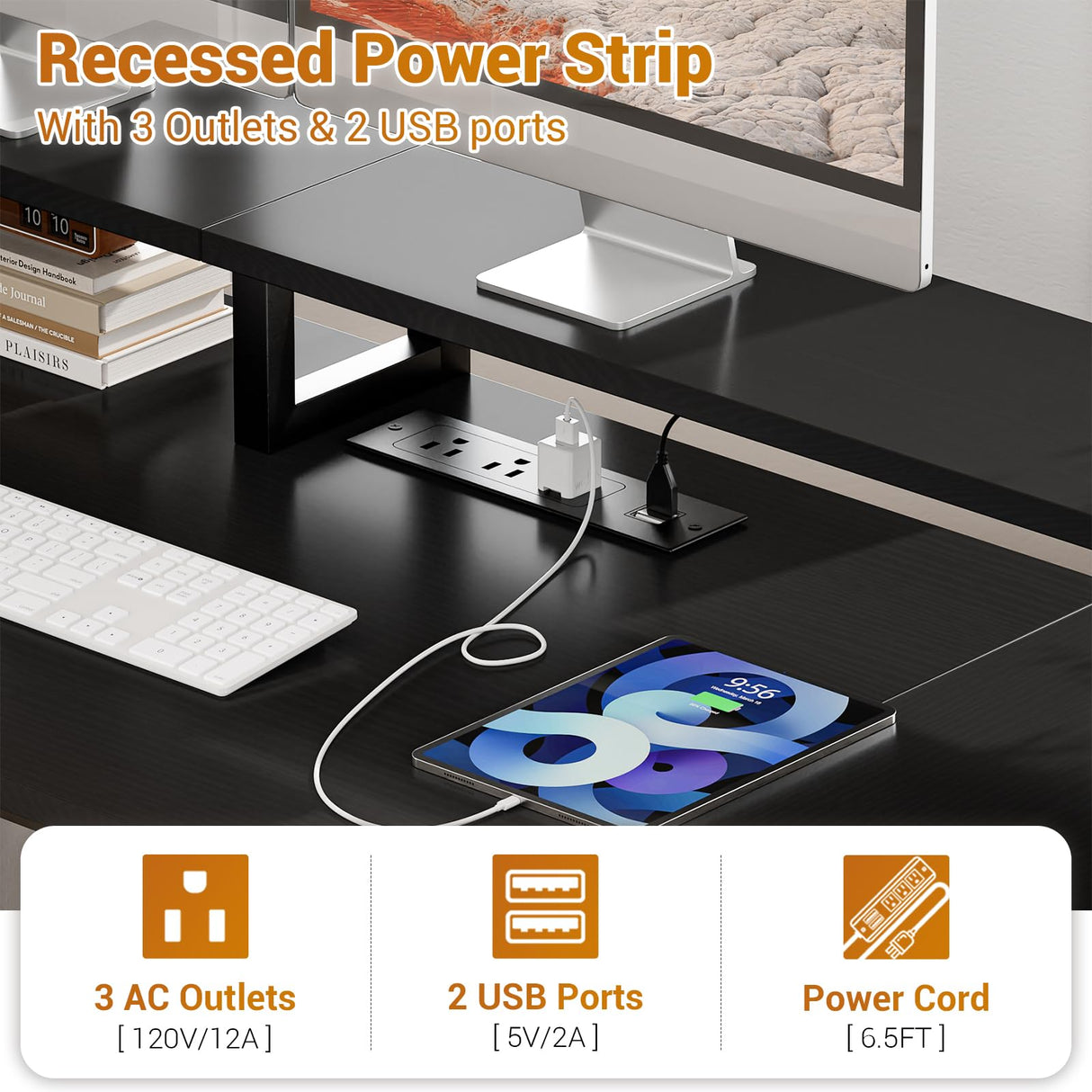 Aheaplus Computer Desk with 3 Drawers, Home Office Desk with File Drawer & Power Outlet, 59'' Gaming Desk with Led Lights, Long Work Desk with Storage Shelves, Printer Cabinet and Monitor Shelf, Black Aheaplus