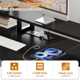 Aheaplus Computer Desk with 3 Drawers, Home Office Desk with File Drawer & Power Outlet, 59'' Gaming Desk with Led Lights, Long Work Desk with Storage Shelves, Printer Cabinet and Monitor Shelf, Black Aheaplus