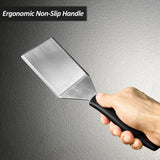 Small Spatula for Cast Iron Skillets, Full Tang silicone Handle, Heat Resistant, Commercial Grade Heavy Duty Turner, Press Burger Spatula Turner for Flipper, Cooking, Serving, 2.7" Wide Vovoly