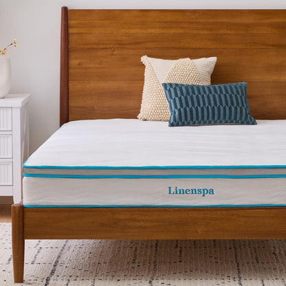 Linenspa 8 Inch Memory Foam and Spring Hybrid Mattress - Medium Firm Feel - Bed in a Box - Quality Comfort and Adaptive Support - Breathable - Cooling - Guest and Kids Bedroom - Full Size