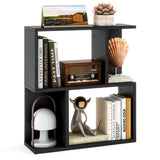 Giantex 3-Tier S-Shaped Bookshelf, Modern Geometric Bookcase, Freestanding Display Shelf for Small Space, Versatile Side Table, Wooden Storage Organizer for Home Office, Living Room (1,Black) Giantex