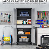 Metal Garage Storage Cabinet with 4 Wheels and 1 Drawer,Gray Rolling Garage Cabinet with Locking Doors and Adjustable Shelves,73" Mobile Tall Large Metal Storage Cabinet for Home,Office,Garage,Shop SISESOL