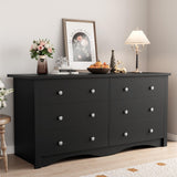 YESHOMY Dresser for Bedroom, 6 Drawer Dressers, Wide Storage Organizer Chest and TV Stand for Bedroom, Living Room, Hallway, Dormitory, Dark Black YESHOMY